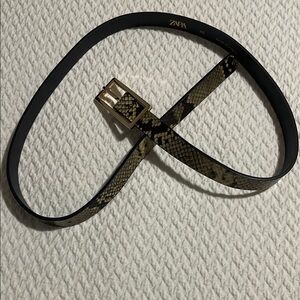 ZARA Snakeskin Pattern Belt with Gold Buckle